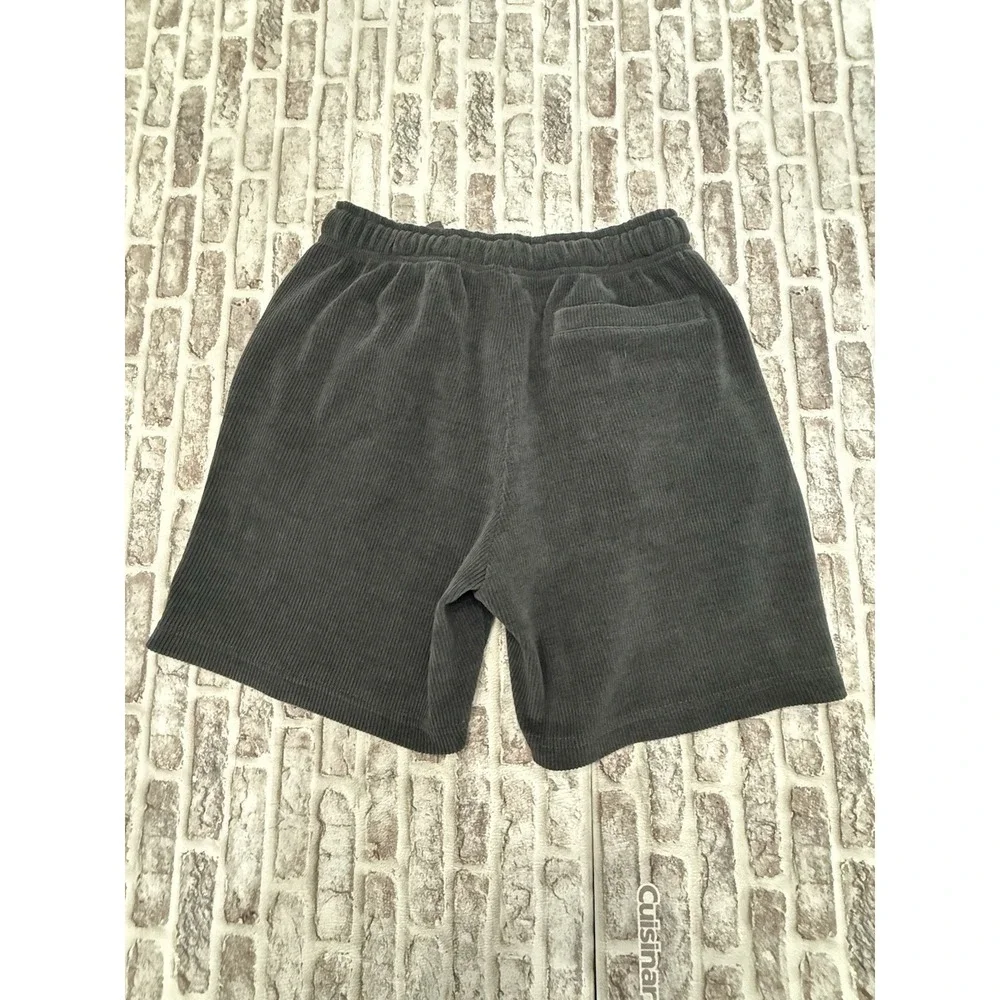 Negative Space Corduroy Shorts Elastic Waist Drawstring Charcoal Gray Men's S